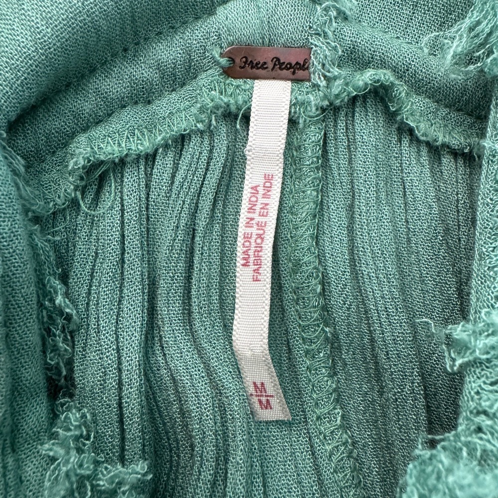 Free People Beach Comber Dress Medium Green Embroidered Boho Peasant Cottage - Picture 11 of 12